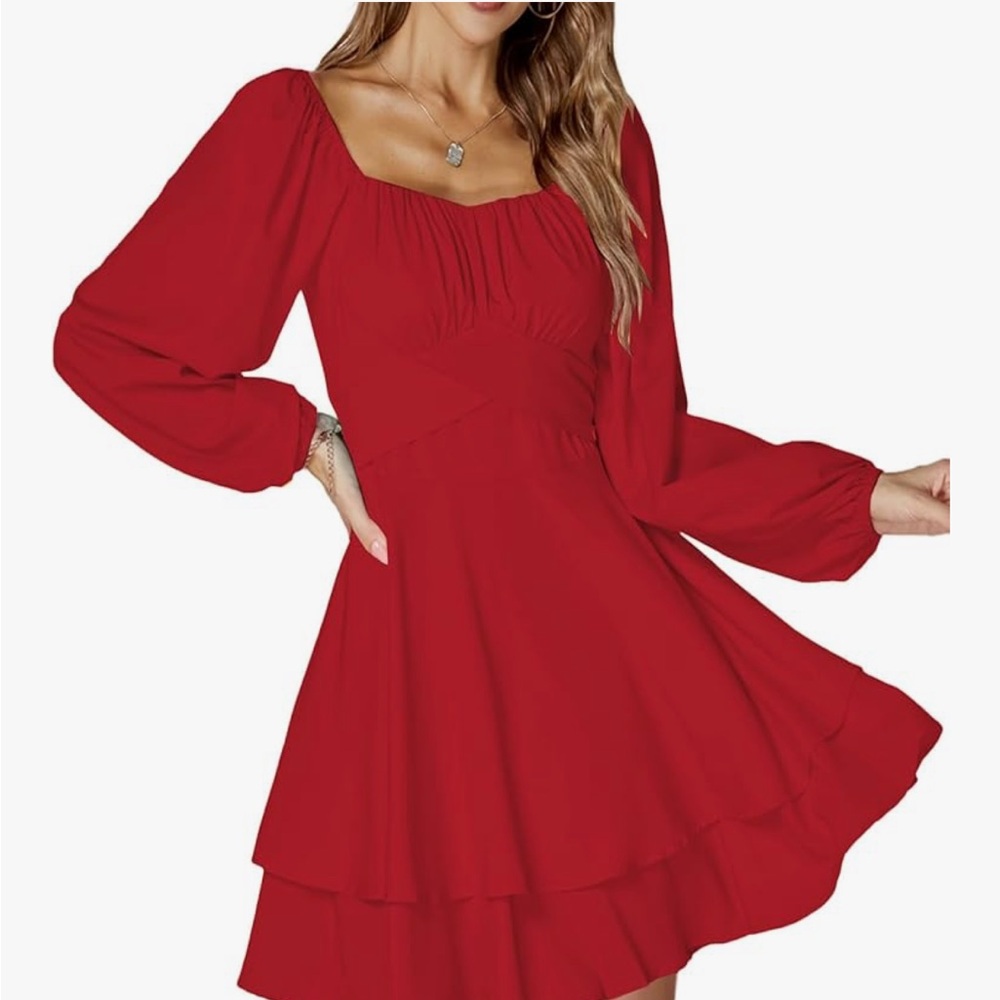 Amazon Vibrant Red Long Sleeve Dress